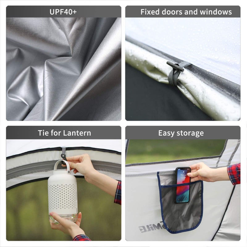 EchoSmile Instant Pop Up Camping Tent, 2/4/6 Person, Easy Setup Tent, Water Resistant Dome, Portable with Carry Bag - Image 5